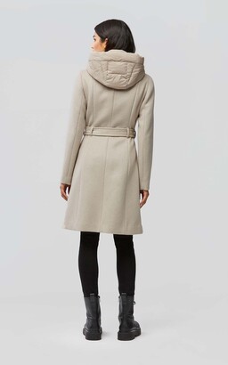 Soia & Kyo PERLE mixed media coat with removable bib and hood