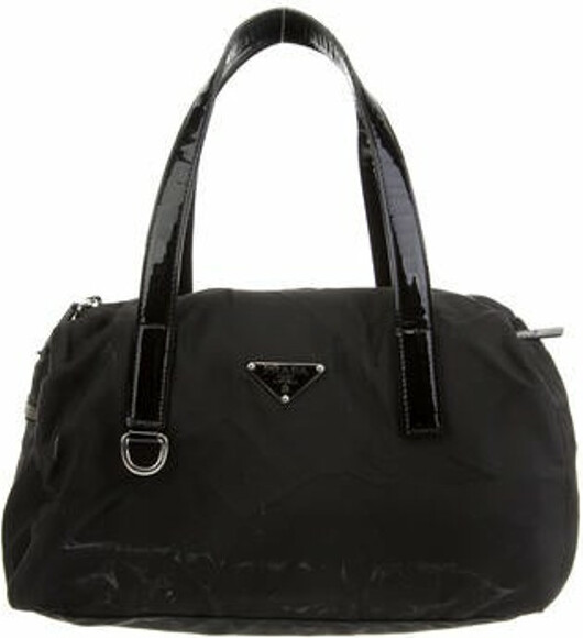 Prada Square Bauletto Bag in Black/Pink Saffiano Leather — UFO No More