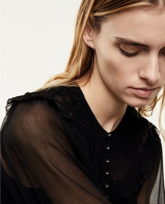 The Kooples Flowing black shirt with smocked neck