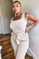 Thumbnail for your product : boohoo Plus Contrast Stitch Belted Pocket Jumpsuit