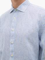 Thumbnail for your product : 120% Lino Spread-collar Striped Slubbed-linen Poplin Shirt - Mens - White