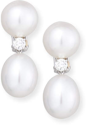 Assael Platinum South Sea Pearl & Single Diamond Drop Earrings