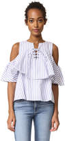 Thumbnail for your product : J.o.a. Lace Up Stripe Blouse