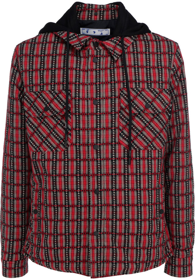 OffWhite Checked Hooded Jacket ShopStyle