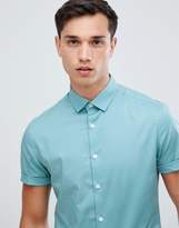 Thumbnail for your product : ASOS Design DESIGN Tall skinny oxford shirt in green with short sleeves