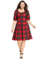 Thumbnail for your product : NY Collection Plus Size Short-Sleeve Plaid A-Line Dress
