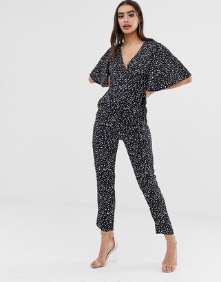 Outrageous Fortune wrap front jumpsuit in polka print