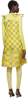 Off-White Yellow and Grey Checked Bubble Dress