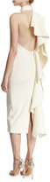 Thumbnail for your product : SOLACE London Amelle Sleeveless Draped Crepe Sheath Dress, Cream