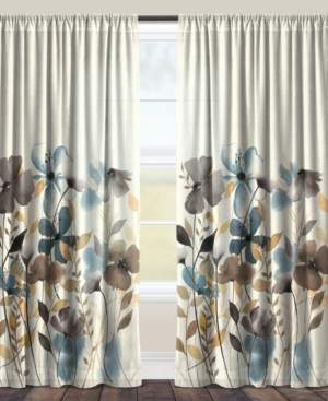 Laural Home Greige Florals 84" Sheer Window Curtain