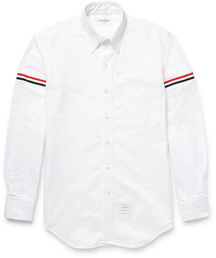 Thom Browne Slim-Fit Grosgrain-Trimmed Cotton Oxford Shirt - ShopStyle