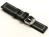Thumbnail for your product : Tag Heuer 22mm Black Oily Calf Leather White Stitching Cut edge Watch Band 4