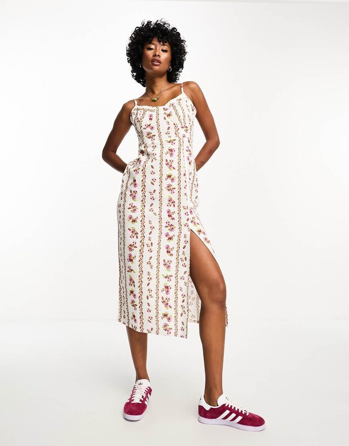 Violet Romance cami strap midi slip dress in floral print ShopStyle