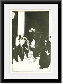 Astoria Grand Framed Art Print, Yellow Book 1894 Vol.3 - Lady Gold's Escort by Aubrey Beardsley, 17-7/8" x 21-7/8"