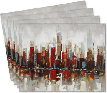 East Urban Home Abstract Skyscrapers Polyester Andaluss Set of 4