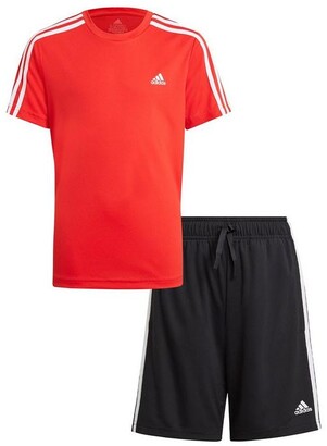 adidas Junior Boys 3-Stripes T-shirt Set - Red/Black