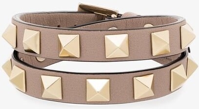 Leather Cuff Wrap Bracelet With Stars and Studs 