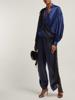 Thumbnail for your product : Romance Was Born Devotion Lace-trimmed Satin Blouse - Navy