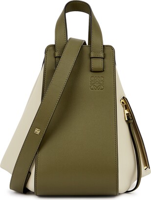 Loewe Hammock Small Panelled Leather Shoulder Bag - Green
