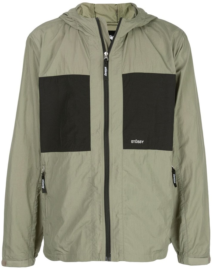 colour block waterproof jacket