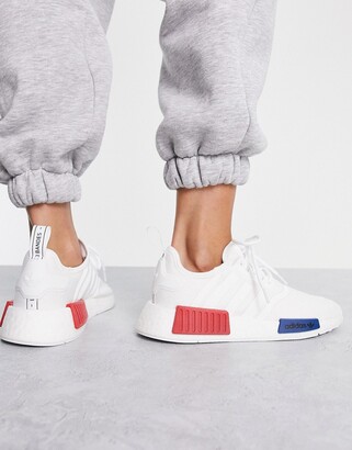 adidas Originals NMD R1 trainers in white with red and blue tab