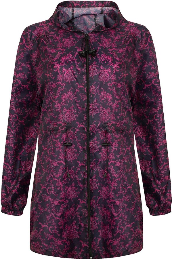 Generic Womens Ladies RAIN Coat Light Shower Proof Fishtail Parka Cagoule Hooded Jacket[Floral
