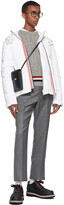 Thumbnail for your product : Thom Browne Grey Donegal Filey Cable RWB Stripe Sweater