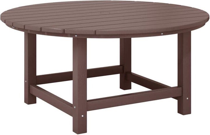 Westin Outdoor Laguna Outdoor Patio All Weather Fade Proof 38 in. Round HDPE Plastic Conversation Coffee Table in Dark Brown