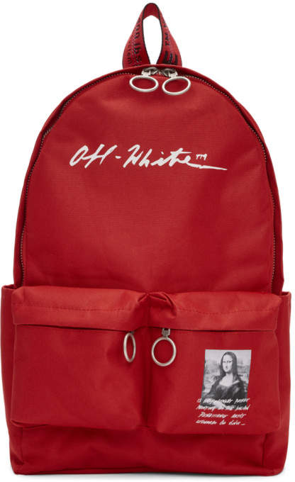 red off white backpack