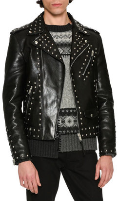 Alexander McQueen Studded Calf Leather Moto Jacket, Black