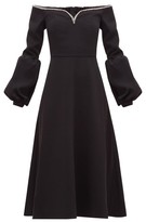 Thumbnail for your product : Self-Portrait Crystal-embellished Off-the-shoulder Cady Dress - Black
