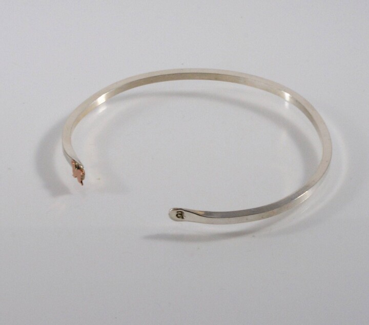 Etsy sterling Silver Narrow Cuff With Tiny Butterfly & Initial