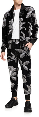 Givenchy Men's Floral Schematics Velvet Track Pants