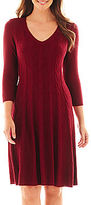 Thumbnail for your product : Evan Picone Black Label by Evan-Picone 3/4-Sleeve Cable Knit Sweater Dress