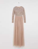 Thumbnail for your product : Maya Tall Long Sleeve Sequin Top Maxi Tulle Dress