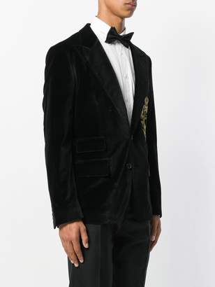 Dolce & Gabbana logo crest velvet blazer