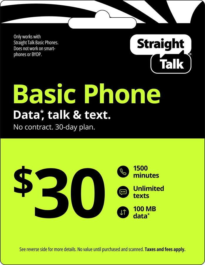 Straight Talk $30 Basic Flip Phone 30-Day Prepaid Plan e-PIN Top Up (Email Delivery)
