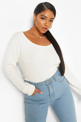 boohoo Plus Crew Neck Knitted Long Sleeve Jumper