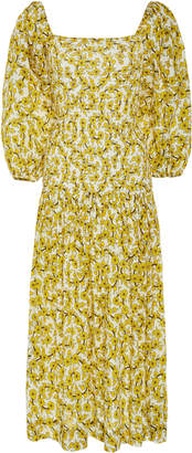 Rhode Resort Harper Smocked Floral-Print Cotton Midi Dress