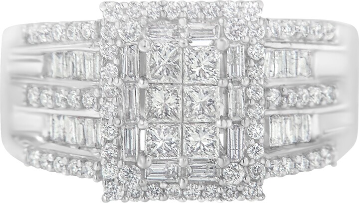 Haus of Brilliance 10K White Gold Diamond Cluster Ring