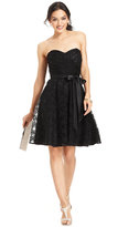 Thumbnail for your product : Marina Strapless Belted Lace Dress