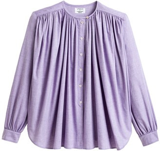 Laurence Bras X La Redoute Pleated Cotton Shirt with Long Sleeves -  ShopStyle Tops