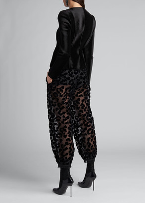 Giorgio Armani Flocked Leopard Silk Harem Pants