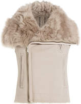 Thumbnail for your product : Rick Owens Leather and Shearling Asymmetric Vest