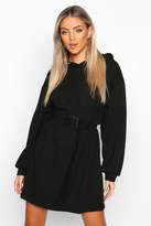 Thumbnail for your product : boohoo Belt Buckle Detail Hoodie Dress