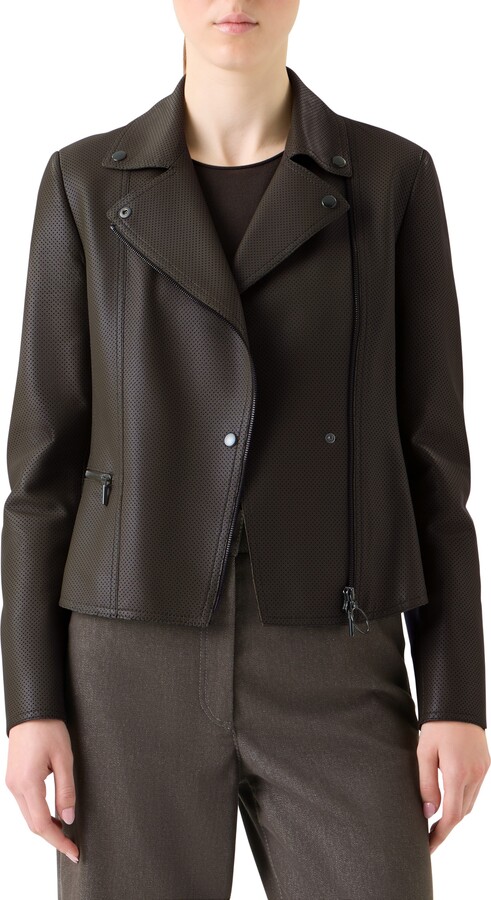 Akris Punto Pin Dot Lambskin Leather Biker Jacket