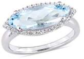 Thumbnail for your product : Concerto Sterling Silver, Blue and White Topaz Halo Solitaire Ring