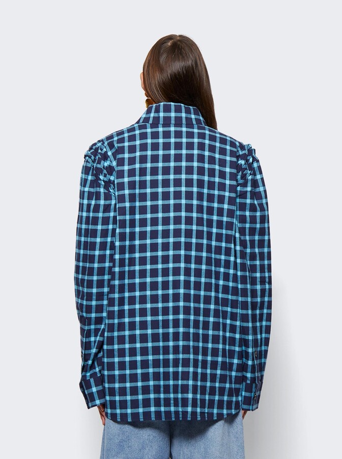 Natasha Zinko Pleated Check Cotton Shirt