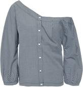 Thumbnail for your product : Frame One-shoulder Gingham Cotton-poplin Top