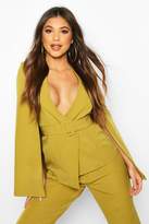 Thumbnail for your product : boohoo Belted Cape Detail Blazer